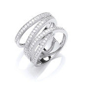 Silver Micro-Pave Multi Band Cz Ring