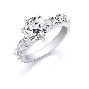 Silver Fancy Round Brilliant Centre Cubic Zirconia Ring