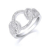Silver Interlink Cubic Zirconia Ring