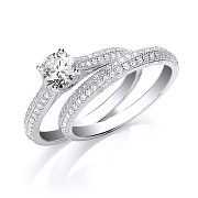 Silver Bridal Half ET with Cubic Zirconia in the Centre Rings