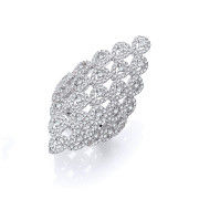 Silver Long Diamond Shape Design Cz Ring