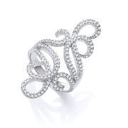 Silver Fancy Cz Long Top Ring