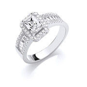 Silver Half ET, Emerald Centre Cubic Zirconia Ring