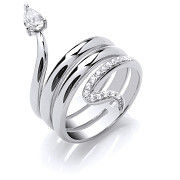 Silver Snake Cubic Zirconia Ring