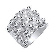 Silver 4 Row Keeper, Woven Back Large Ring