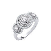 Silver Trilogy Halo Cubic Zirconia Ring