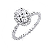 Silver Oval Cubic Zirconia Solitaire Ring
