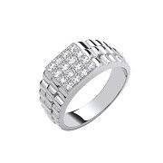 Silver Square Top Gents Cubic Zirconia Ring