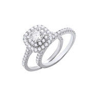 Silver Bridal Cushion Style Set Round Cubic Zirconia Centre