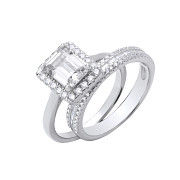 Silver Solitaire & Half ET Bridal Set Rings
