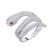 Silver CZ Snake Ring