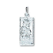 Silver Rectangle Saint Christopher, Plain Back Pendant