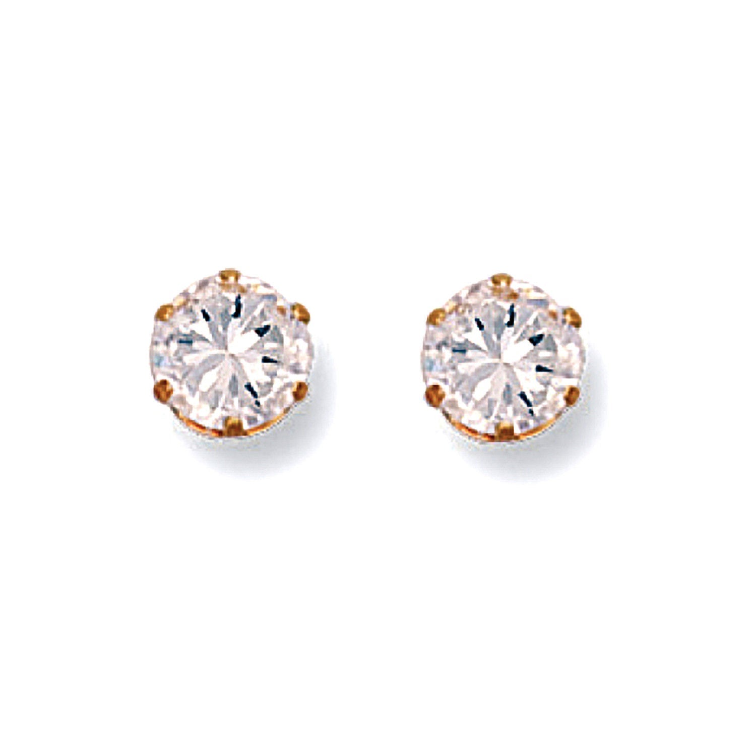 9ct 9ct Yellow Gold 6mm Claw Set Cubic Zirconia Studs