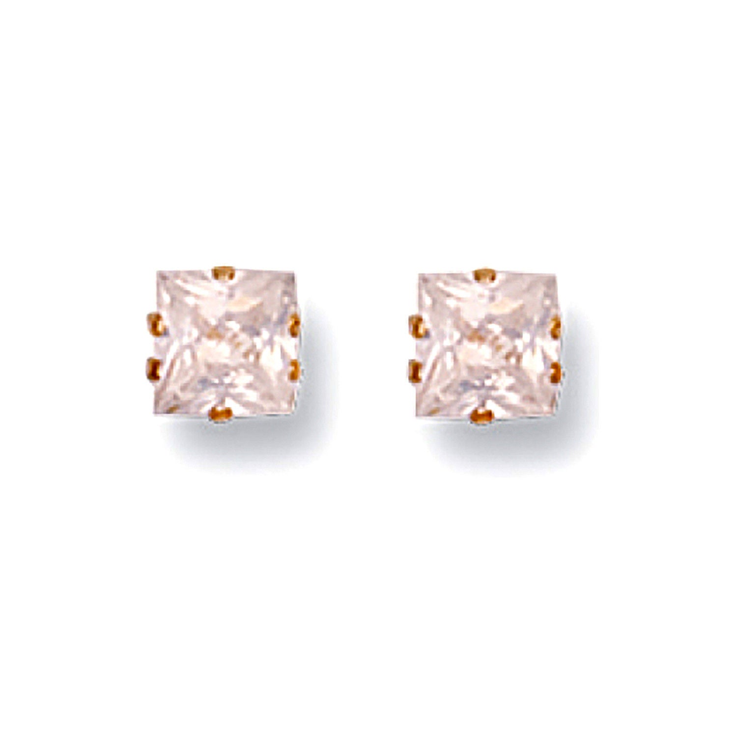 G 5mm Claw Set Princess Cut Cz Studs