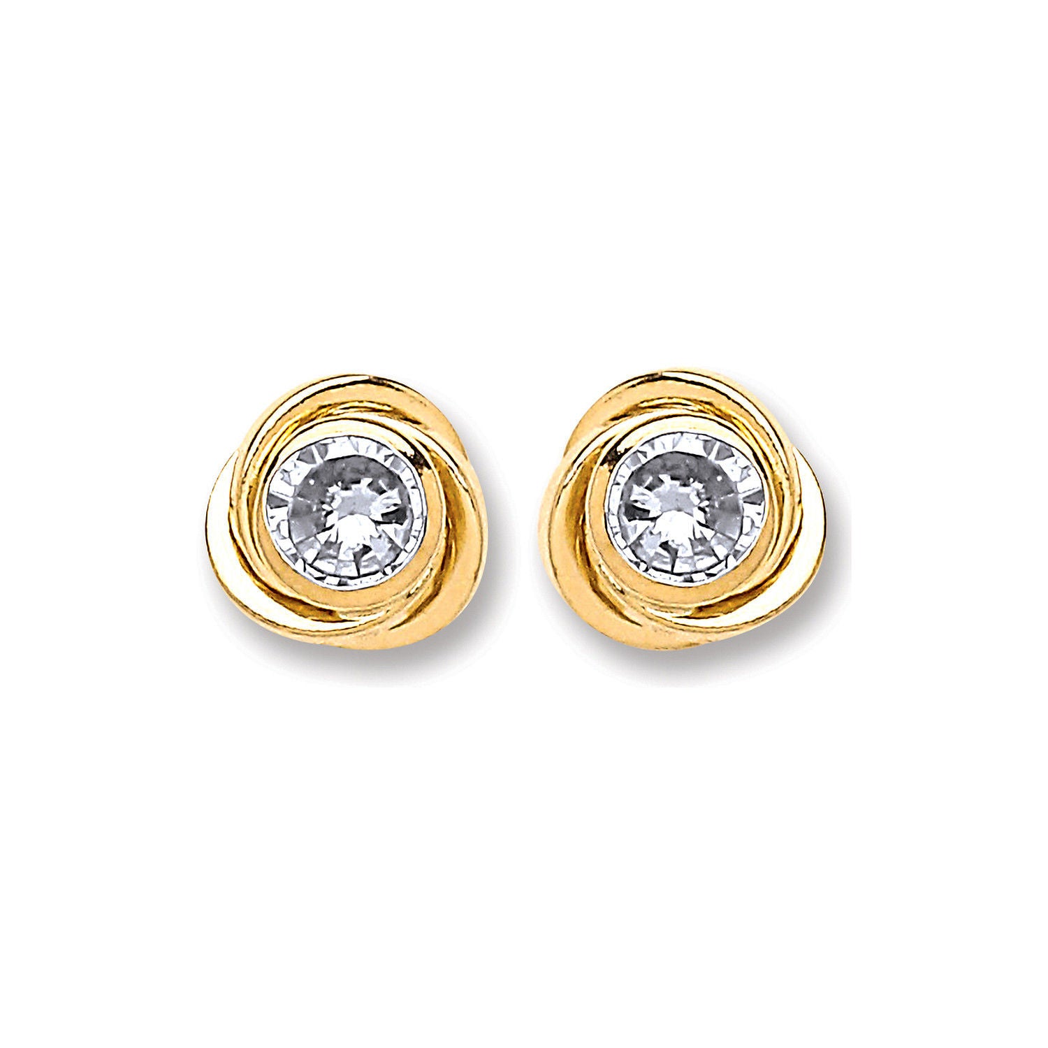 9ct Gold Medium Cz Knot Studs