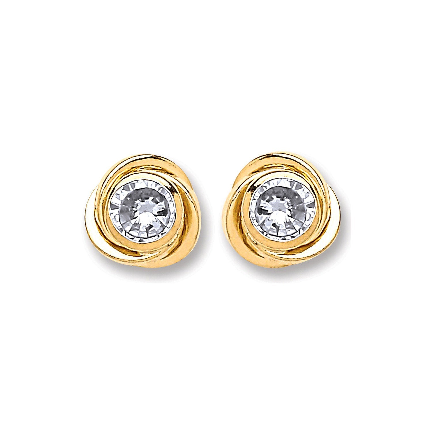 9ct Gold Medium Cubic Zirconia Knot Studs