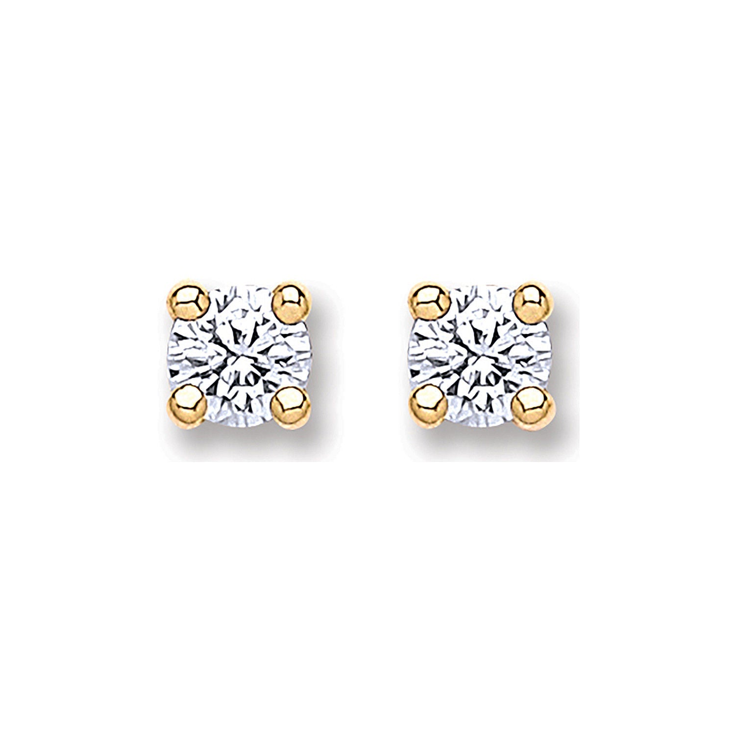 9ct Gold 4.0mm Round Brilliant Cubic Zirconia Studs