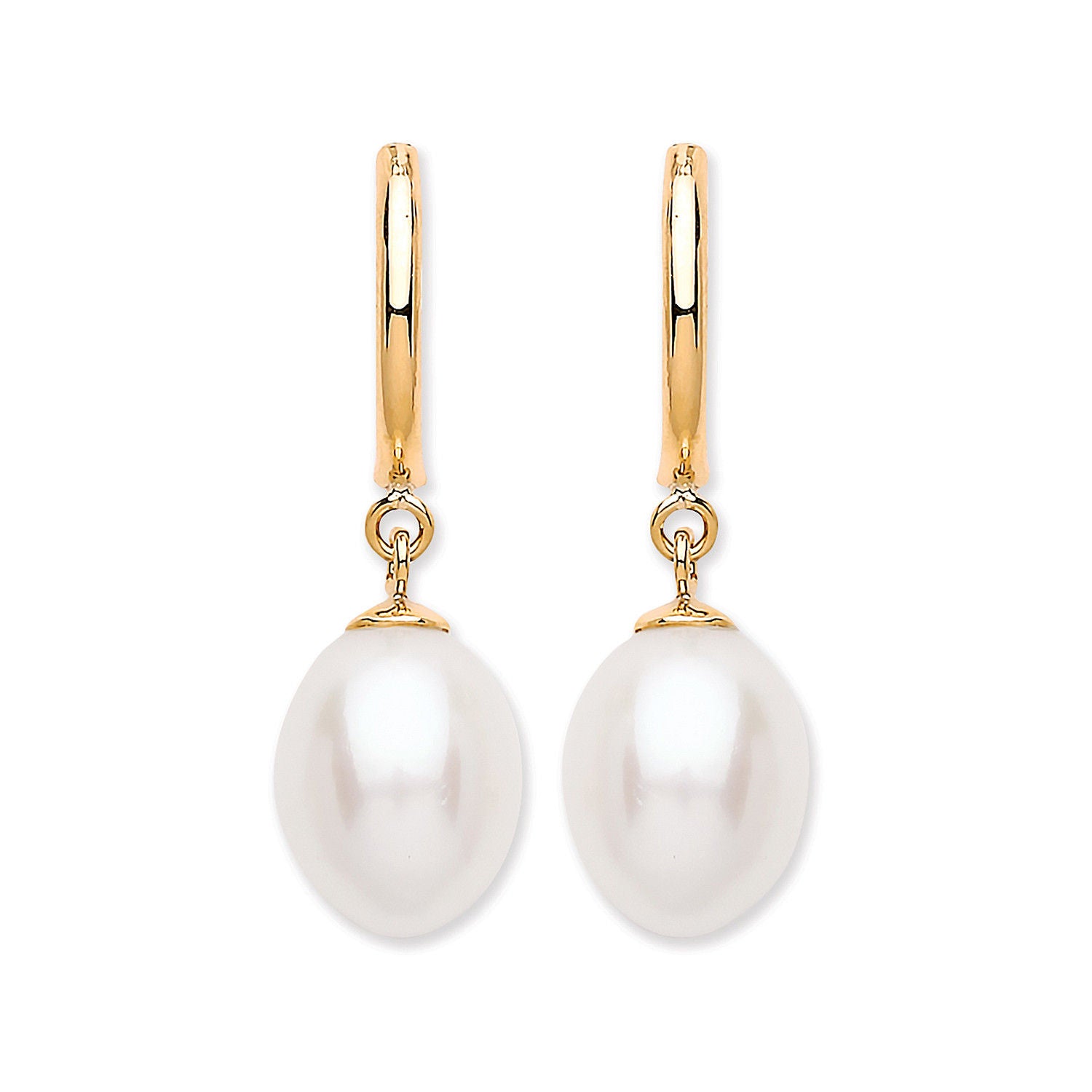 9ct Y/G Freshwater Pearl Drop Studs