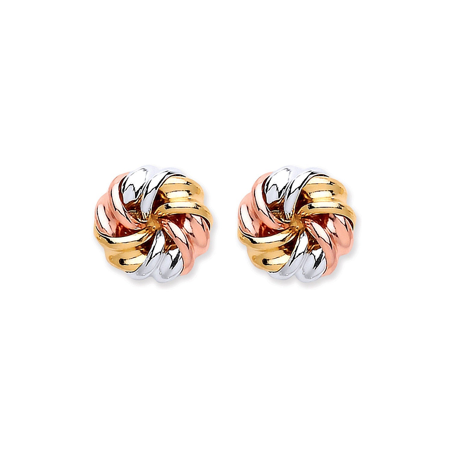 9ct Y, W & 9ct Rose Gold Tight Knot Studs