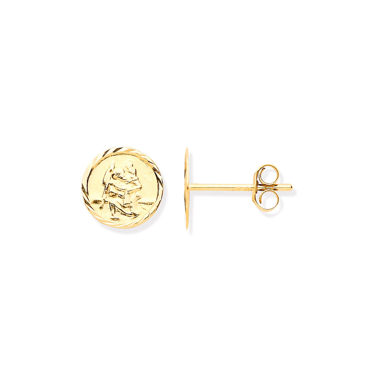 9ct Y/G 6.6mm Saint Christopher Studs