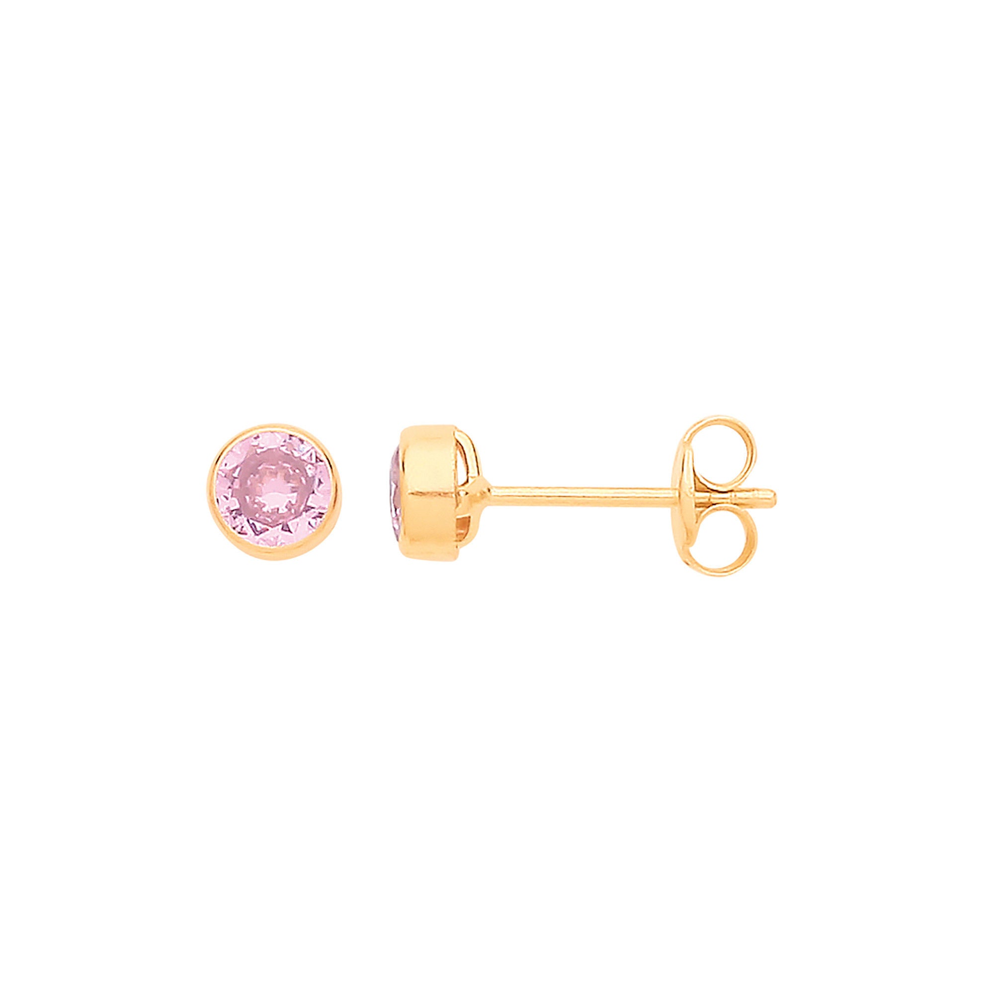 G 4mm Rubover Set Pink CZ Studs