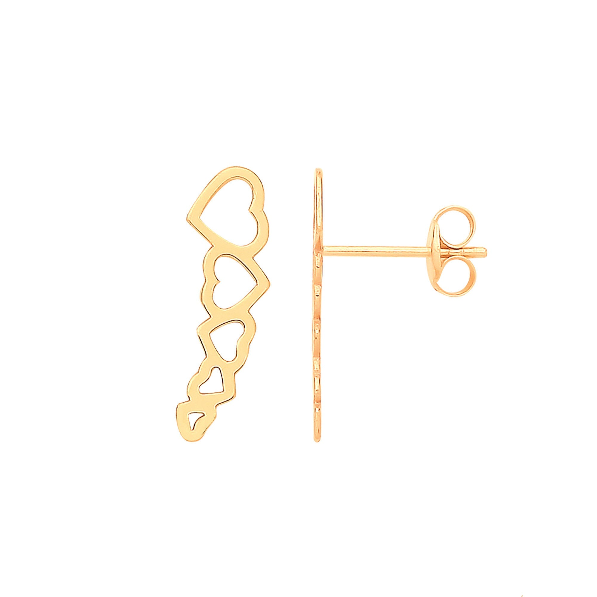 9ct 9ct Yellow Gold Graduated Hearts Studs