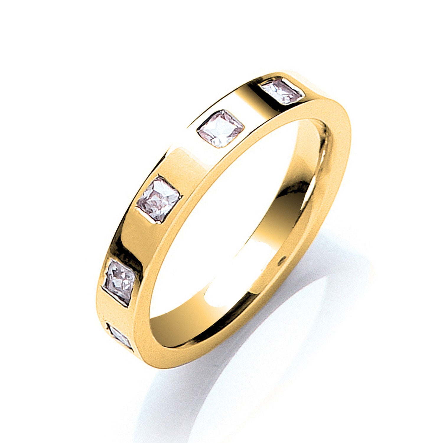 C Diamond Set 3mm Flat Court Wedding Band