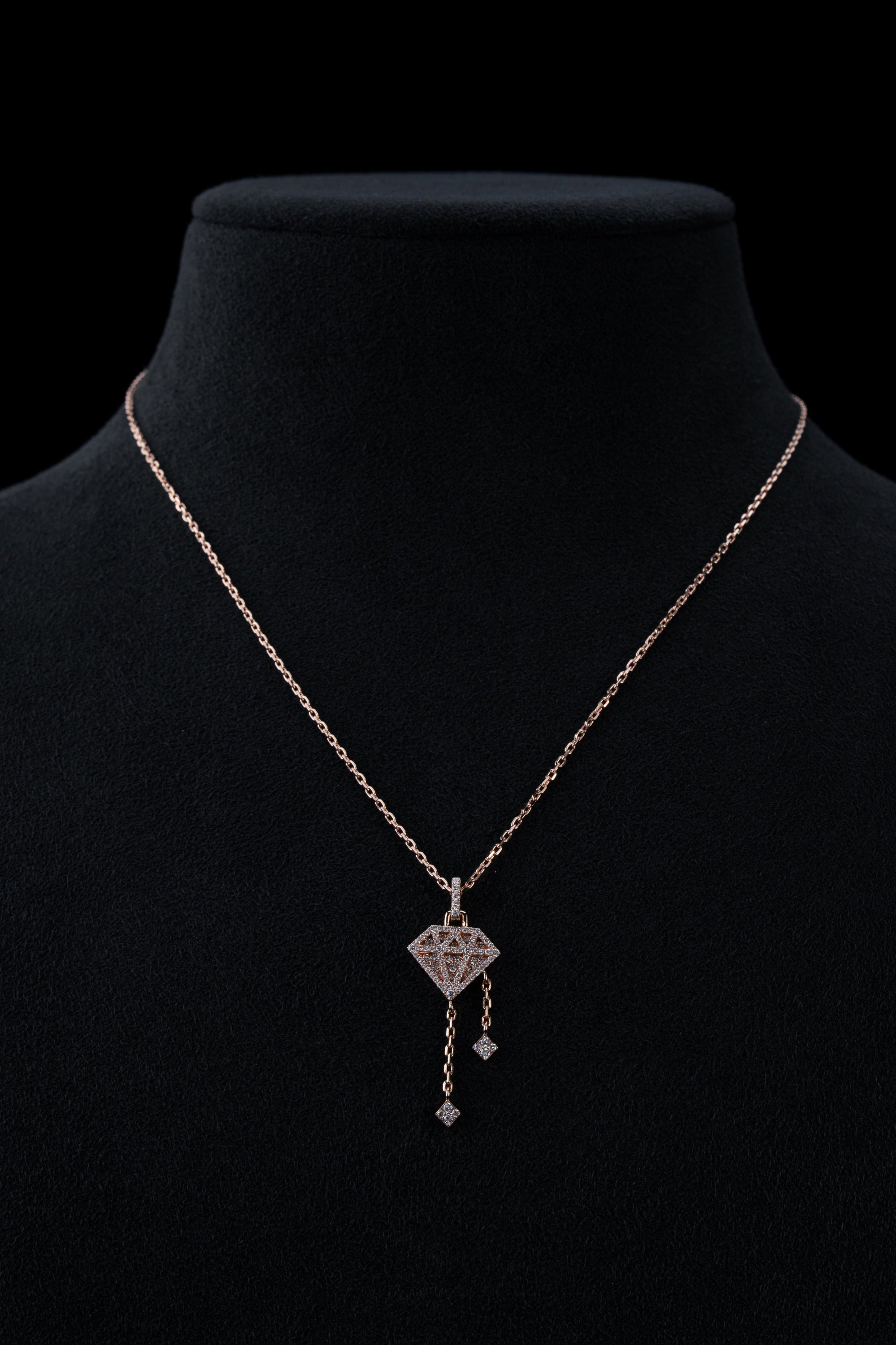 Precise drop down Diamond Pendant - ROSE GOLD - Precise Jewellers
