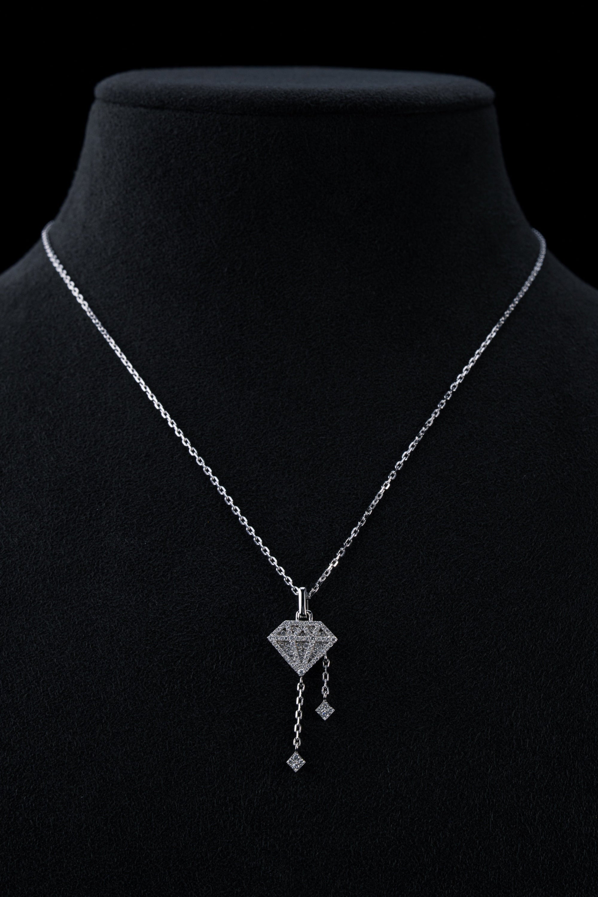PRECISE DROP DOWN DIAMOND PENDANT - WHITE GOLD - Precise Jewellers