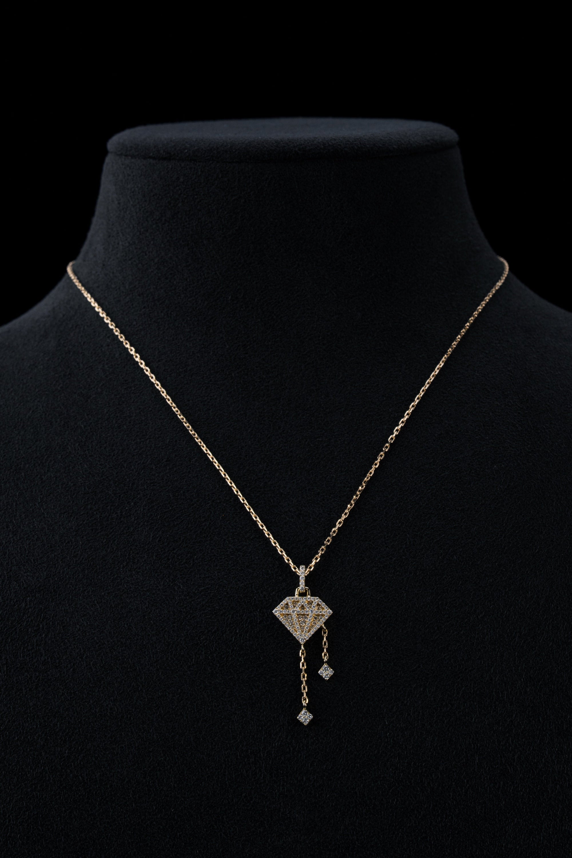 PRECISE DROP DOWN DIAMOND PENDANT - YELLOW GOLD - Precise Jewellers