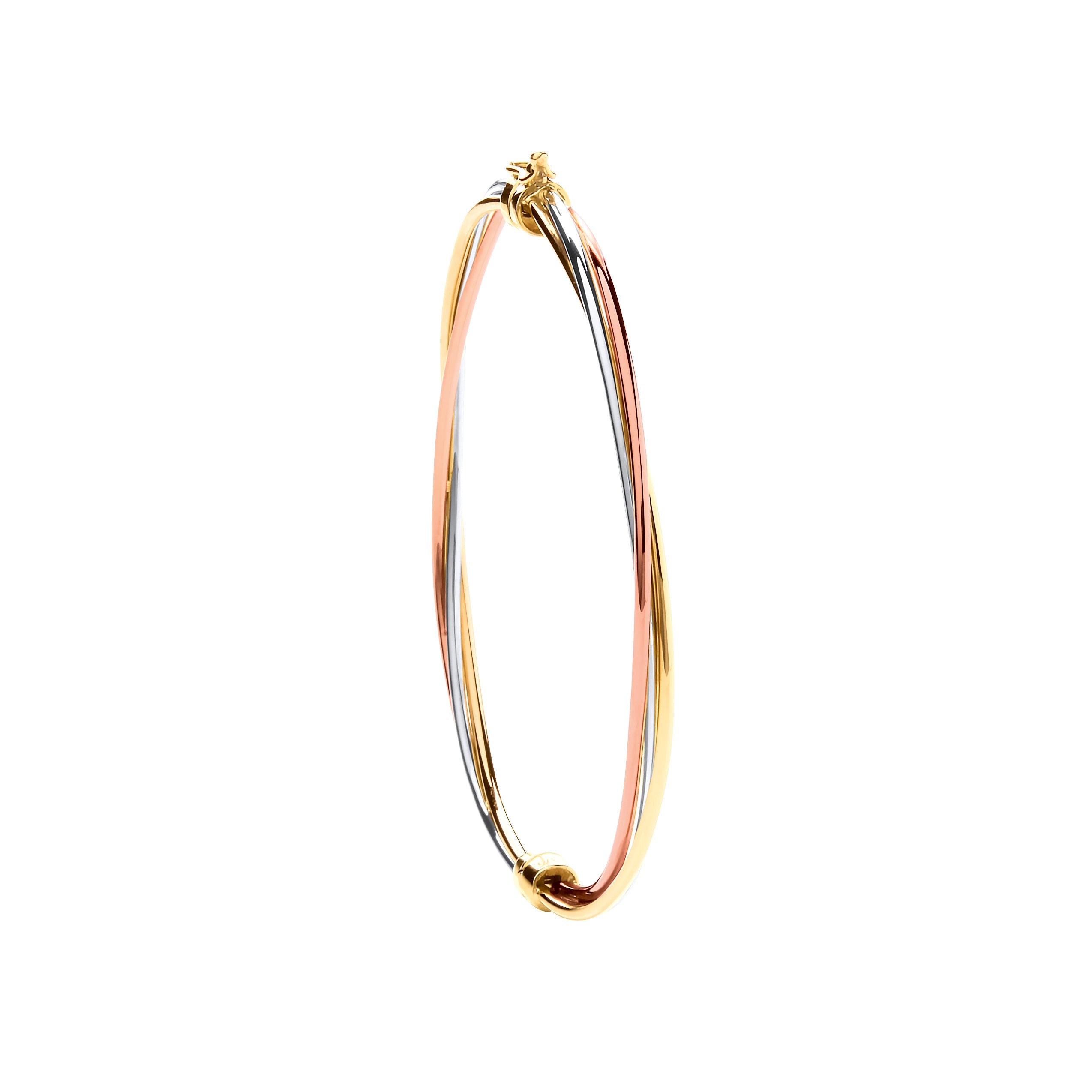 Y, W & R/G Hollow Tube Ladies Bangle - Precise Jewellers