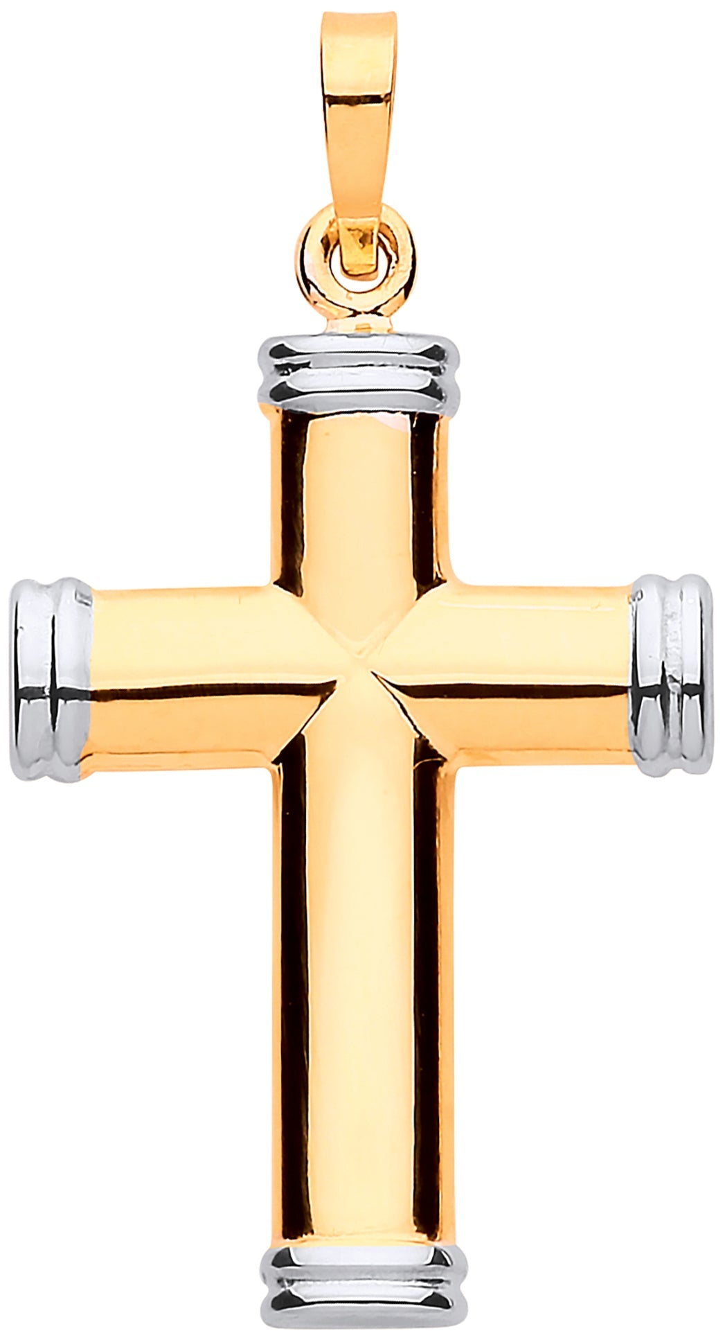 Y & W/G Hollow Tube Plain Cross - Precise Jewellers