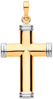 Y & W/G Hollow Tube Plain Cross - Precise Jewellers