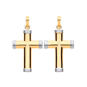 Y & W/G Hollow Tube Plain Cross - Precise Jewellers