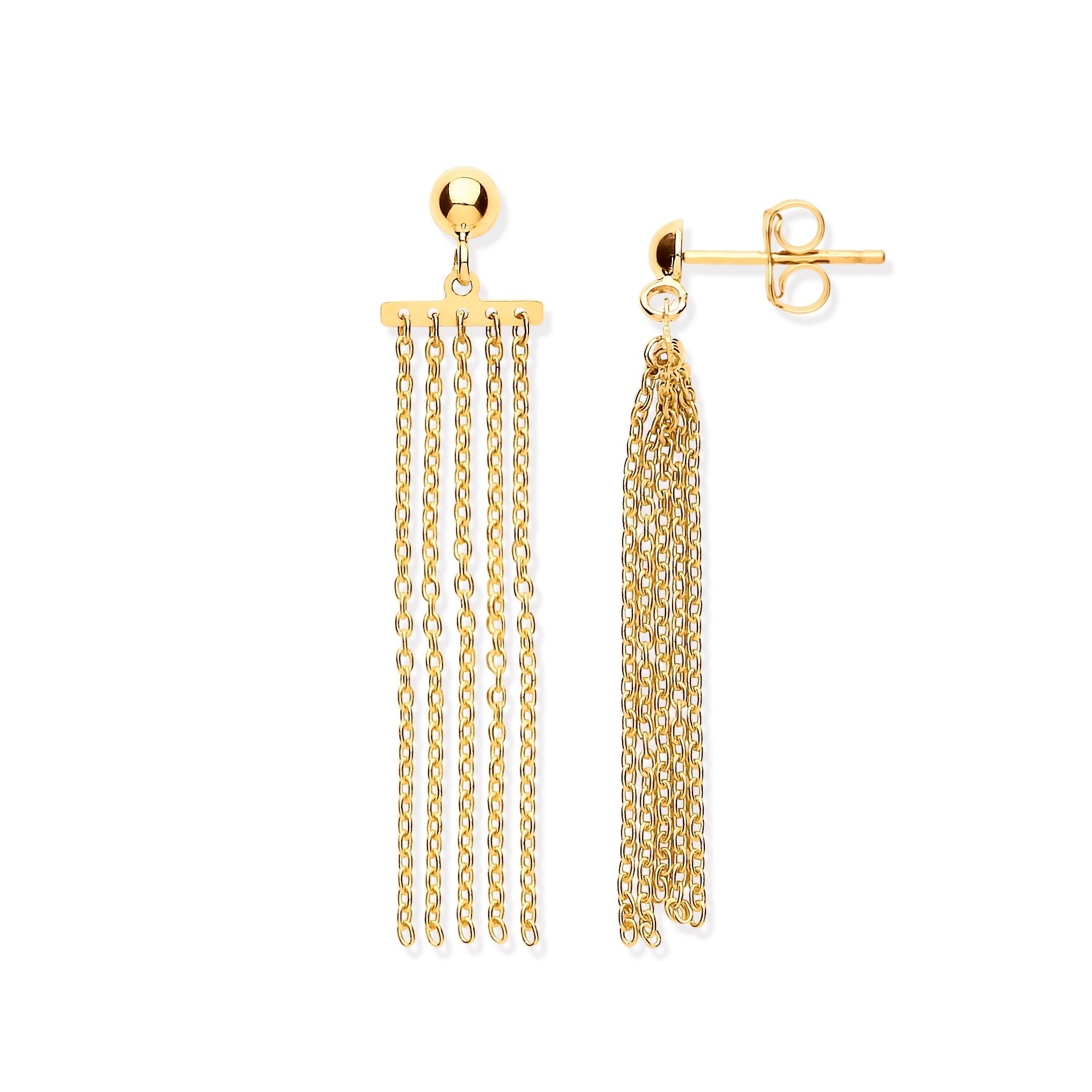 9ct Yellow & White Gold Leaf Drop Earrings - Precise Jewellers