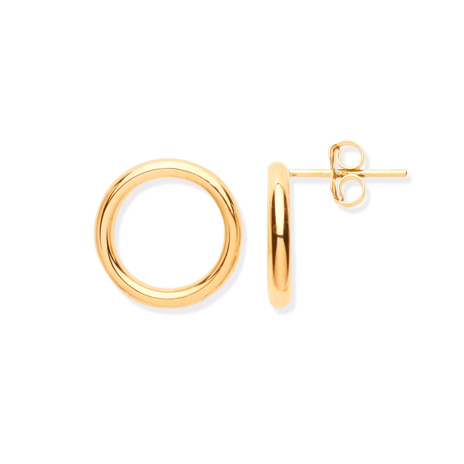 G 14mm Open Circle Tube Stud Earrings - Precise Jewellers