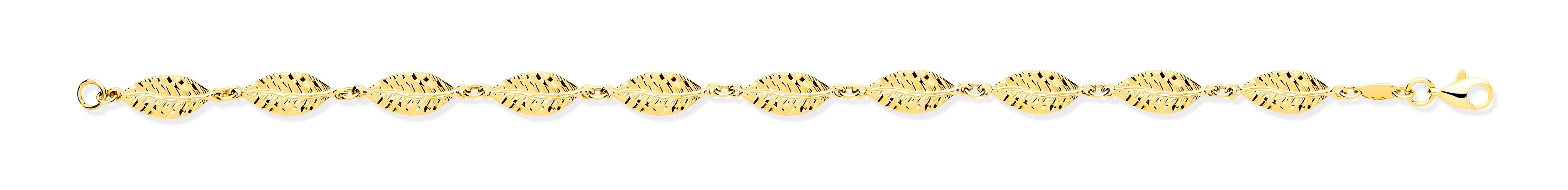 9ct Yellow Gold 6mm Leaf Motif Ladies Bracelet - Precise Jewellers