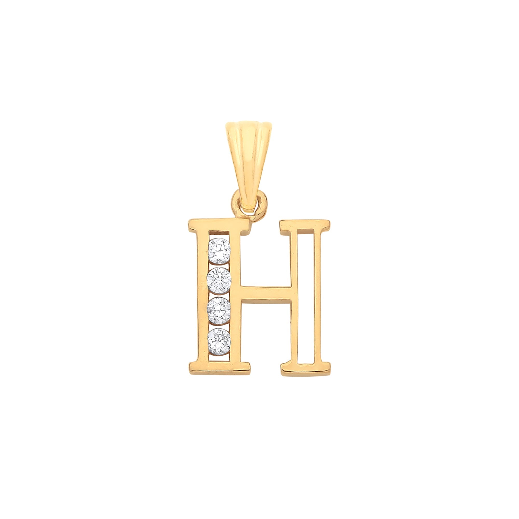 Y/G Channel Set Cz Initial Pendants - Precise Jewellers