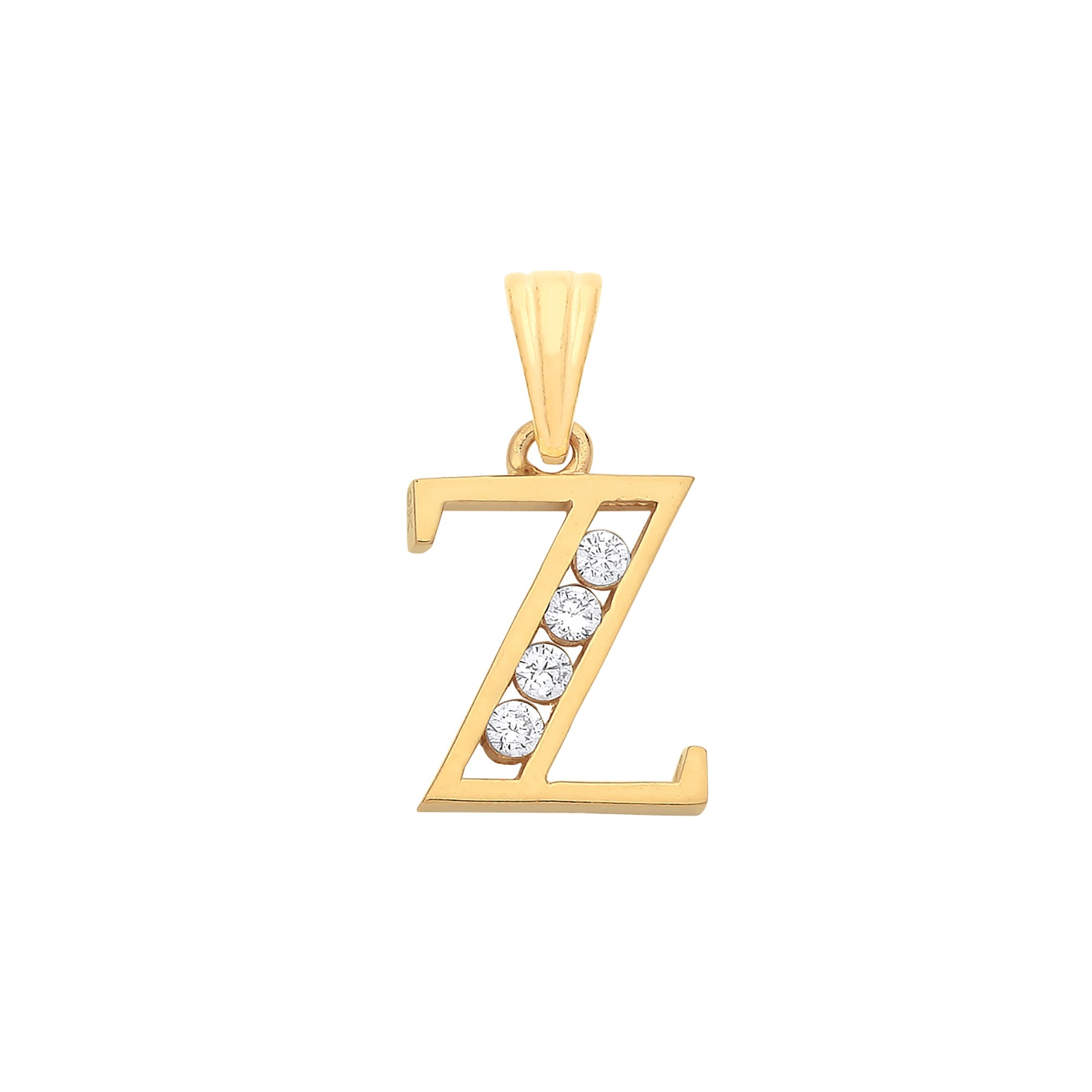 Y/G Channel Set Cz Initial Pendants - Precise Jewellers