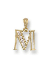 Y/G Channel Set Cz Initial Pendants - Precise Jewellers