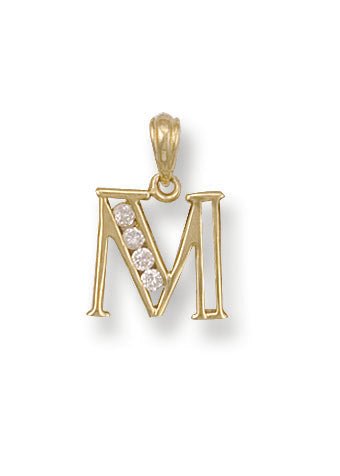 Y/G Channel Set Cz Initial Pendants - Precise Jewellers