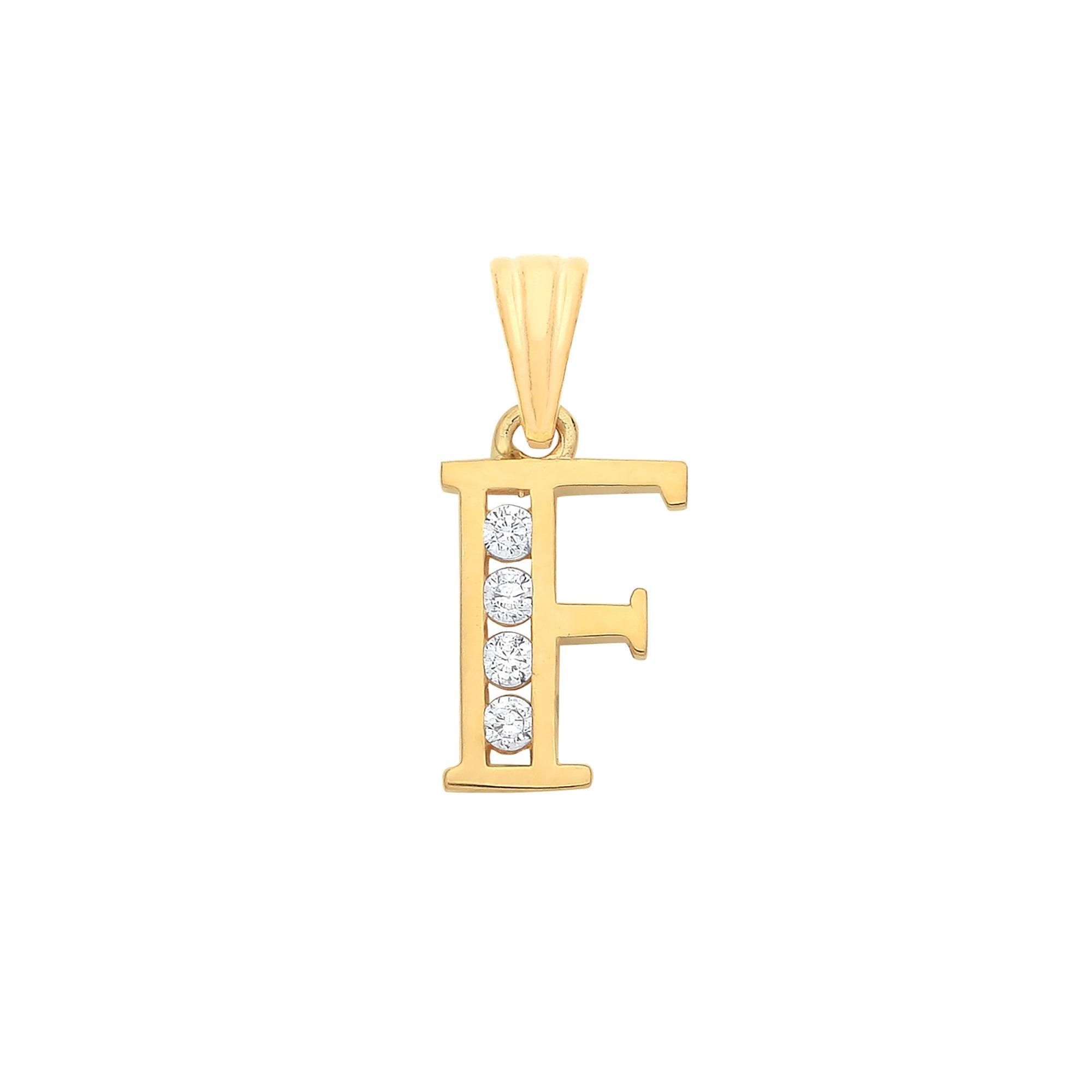 Y/G Channel Set Cz Initial Pendants - Precise Jewellers