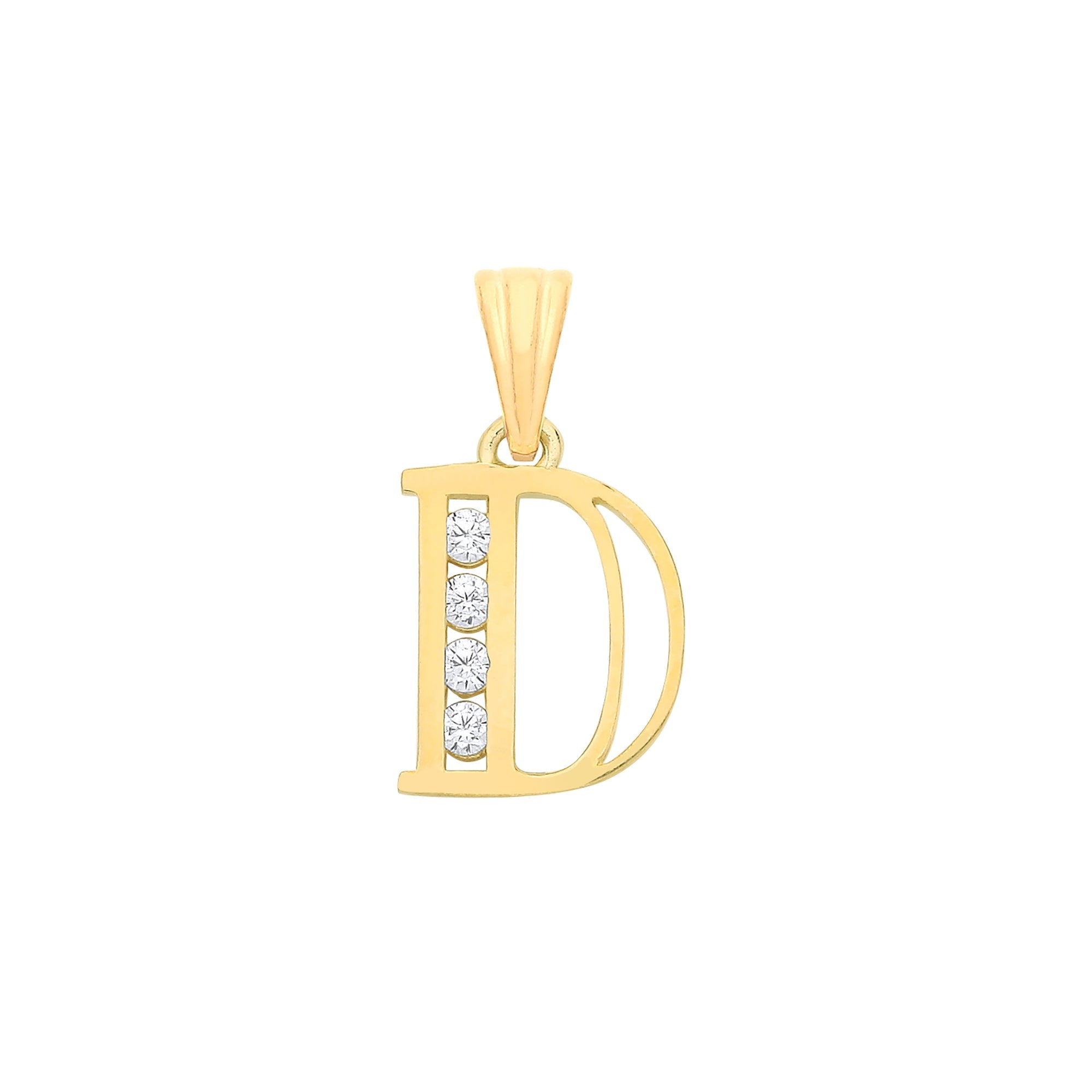 Y/G Channel Set Cz Initial Pendants - Precise Jewellers