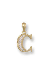 Y/G Channel Set Cz Initial Pendants - Precise Jewellers