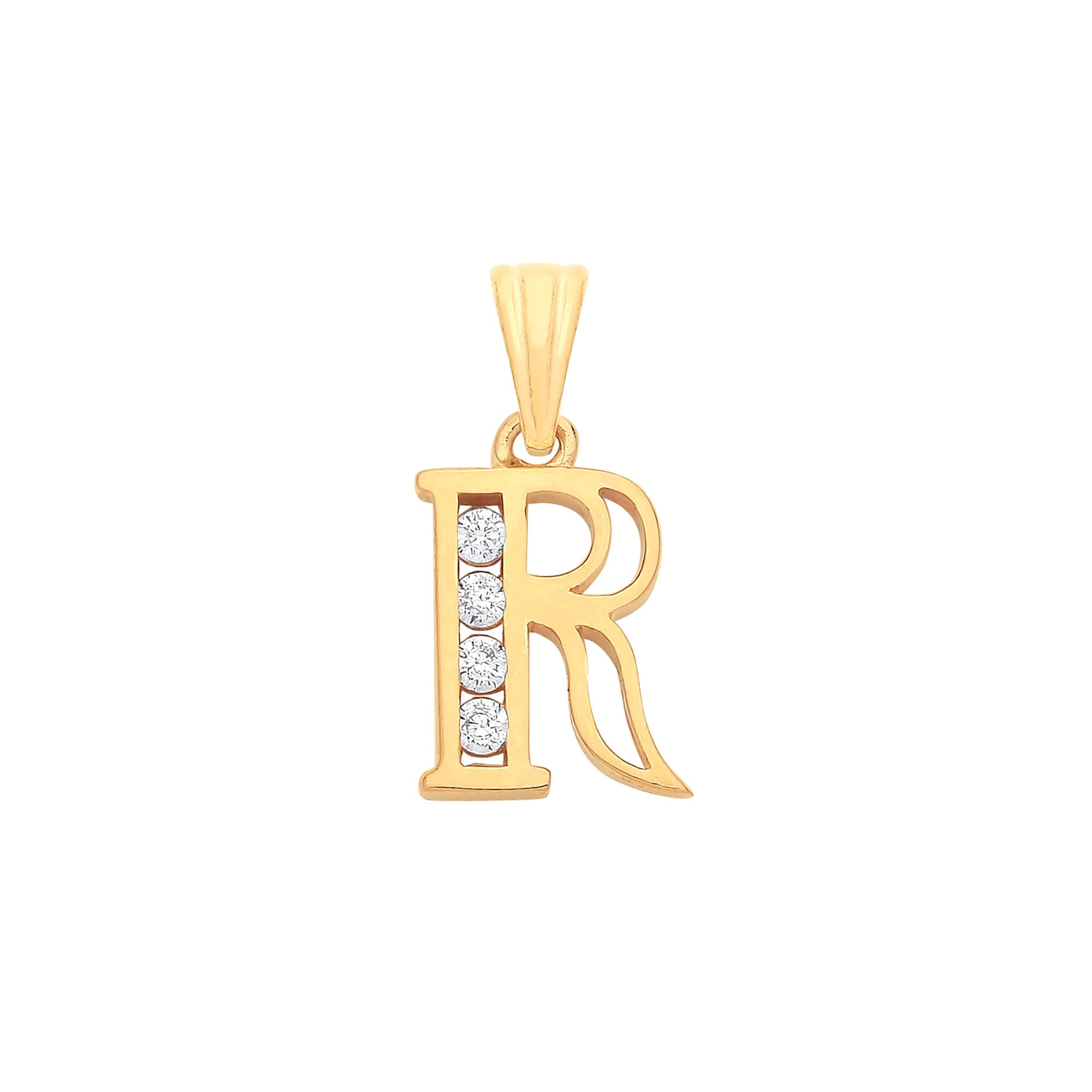 Y/G Channel Set Cz Initial Pendants - Precise Jewellers