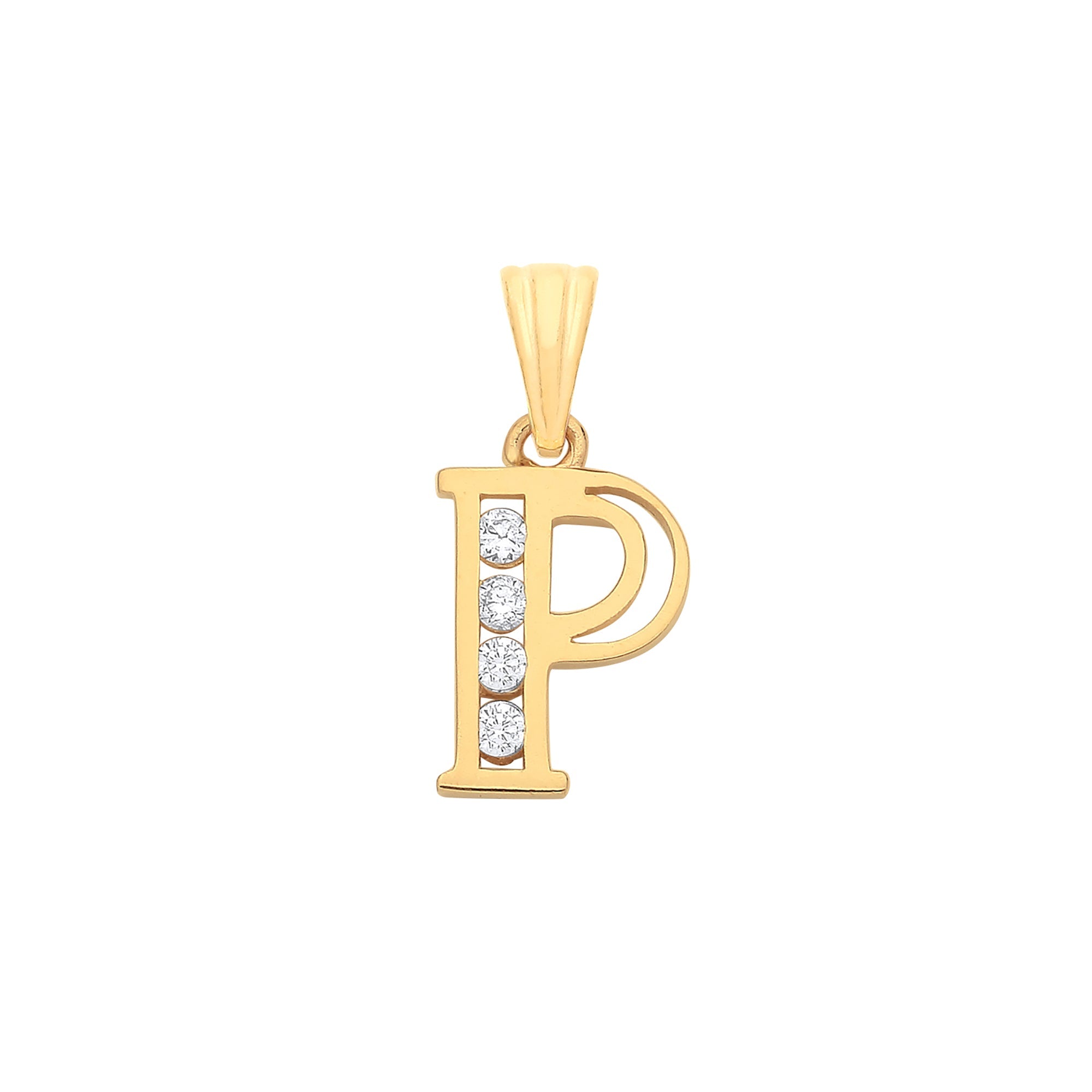 Y/G Channel Set Cz Initial Pendants - Precise Jewellers