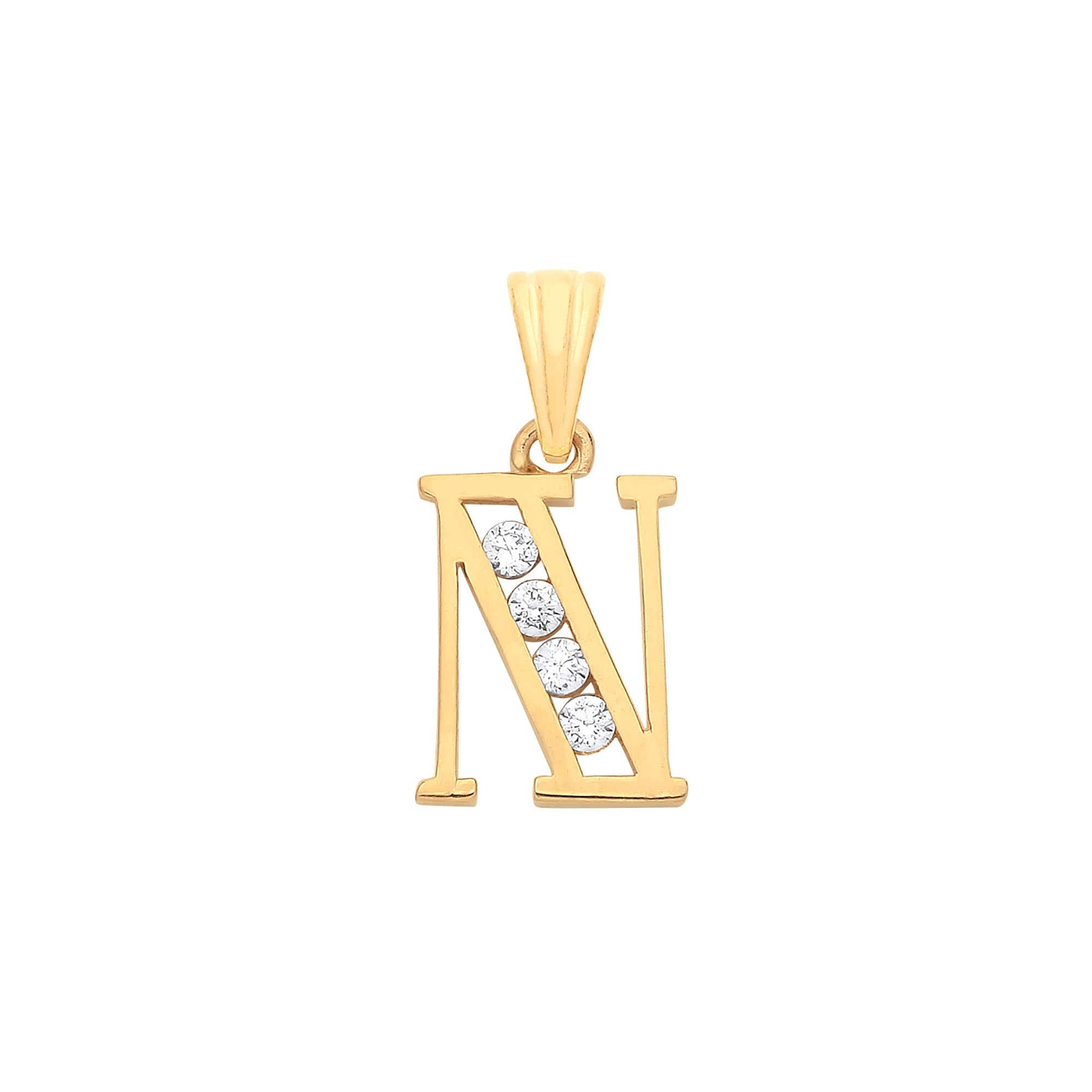 Y/G Channel Set Cz Initial Pendants - Precise Jewellers