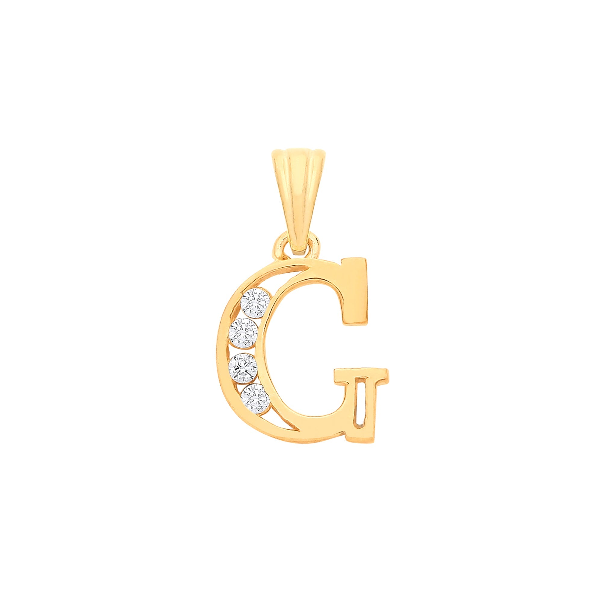 Y/G Channel Set Cz Initial Pendants - Precise Jewellers