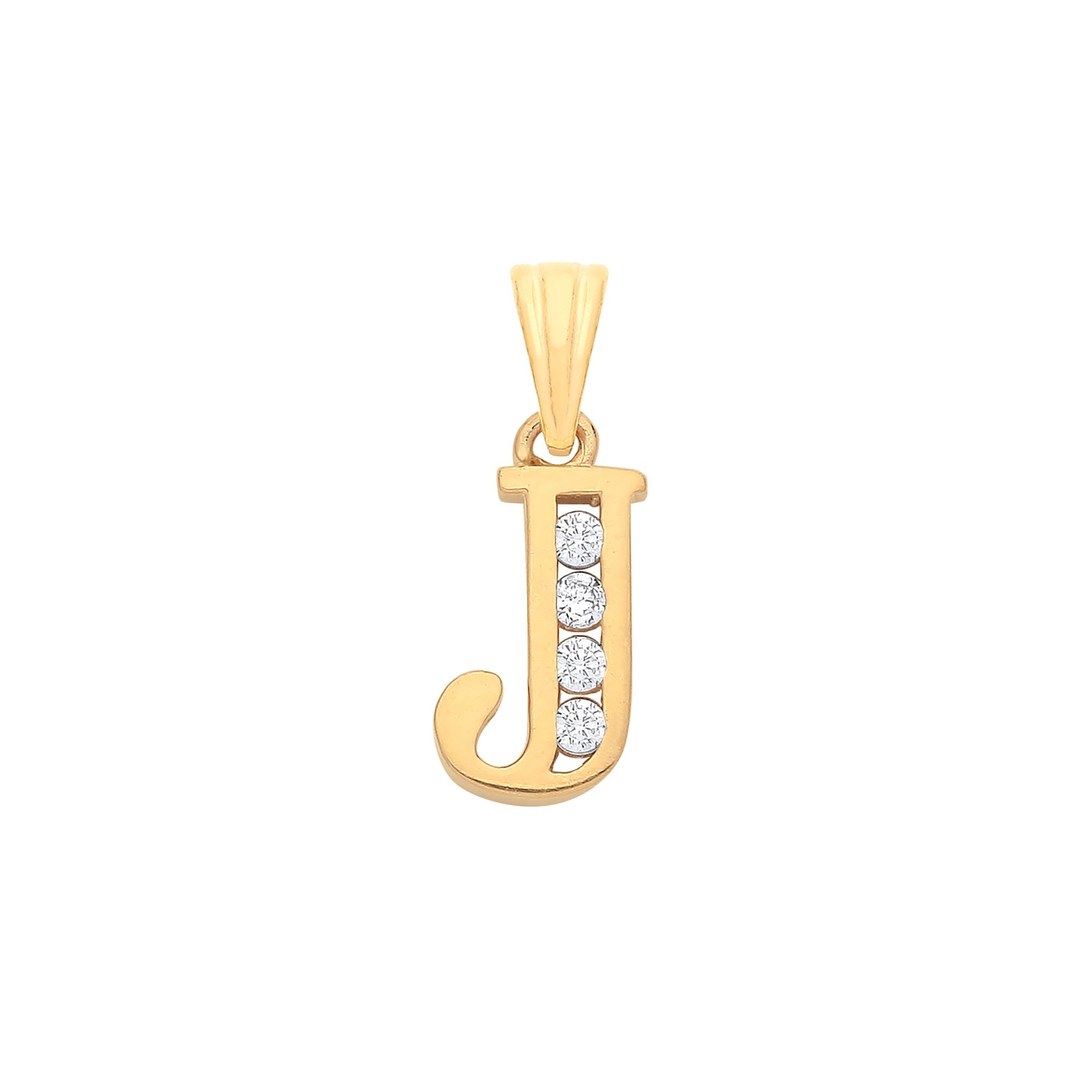 Y/G Channel Set Cz Initial Pendants - Precise Jewellers