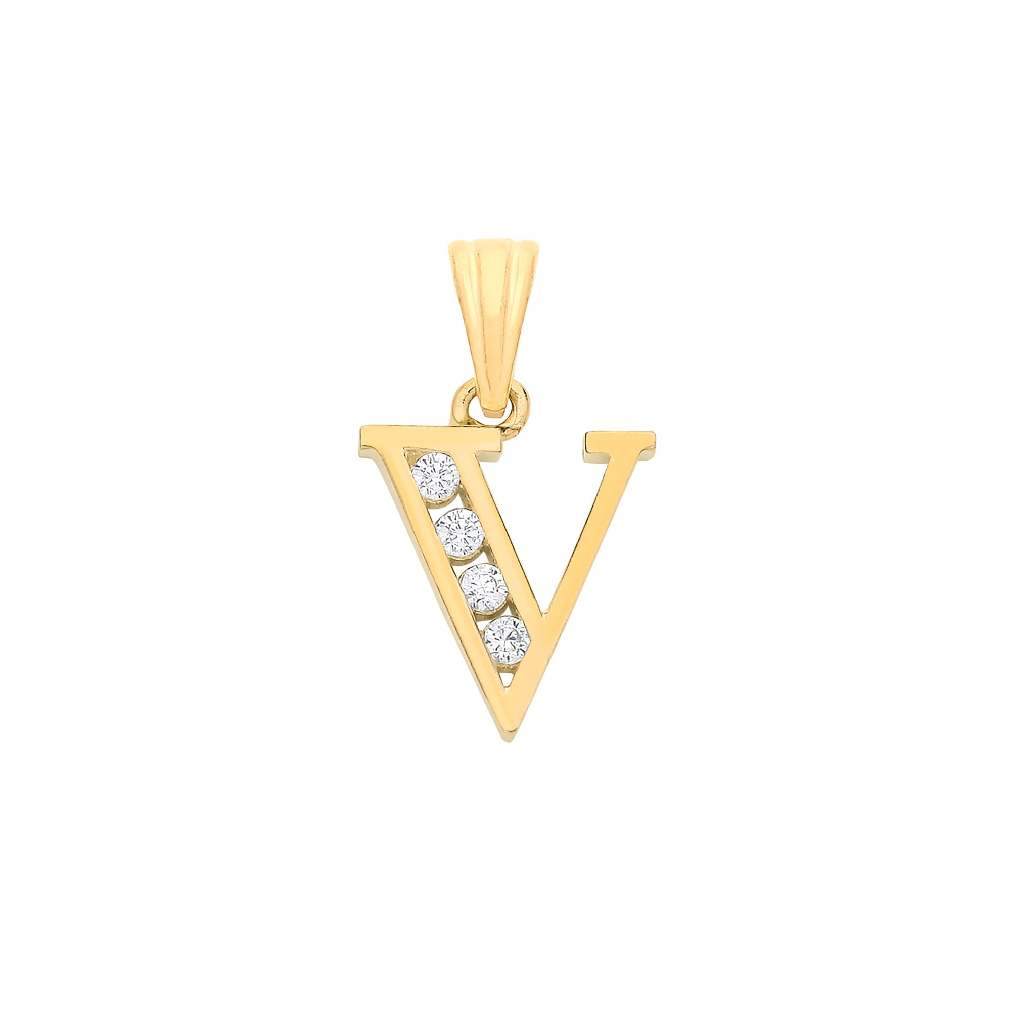 Y/G Channel Set Cz Initial Pendants - Precise Jewellers